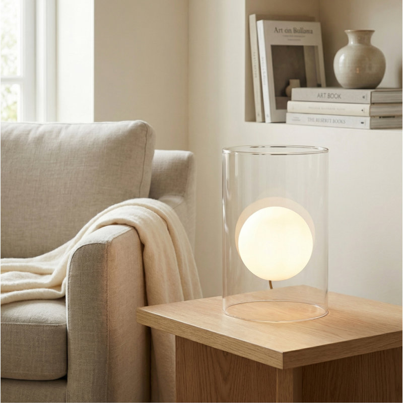 Lampe de table en verre Arniece, H 11,75 po x l 8 po x P 8 po