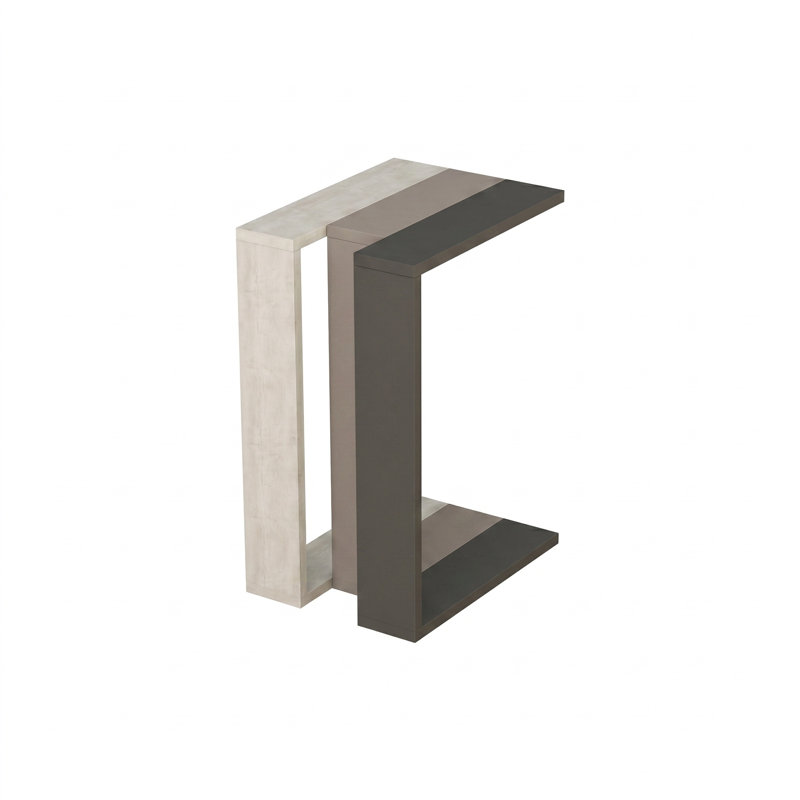 Madelyn Modern Compact C Shape Side Table, Anthracite/Light Mocha