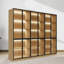 Bibliothèque l 94,5 po avec portes en verre et lumières à DEL, cabine de présentation avec tablettes à 5 niveaux-333203003-332828586