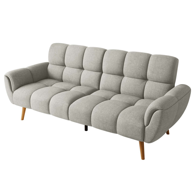 Modern 76.7 in. Flared Arm Linen Rectangle Convertible Sofa