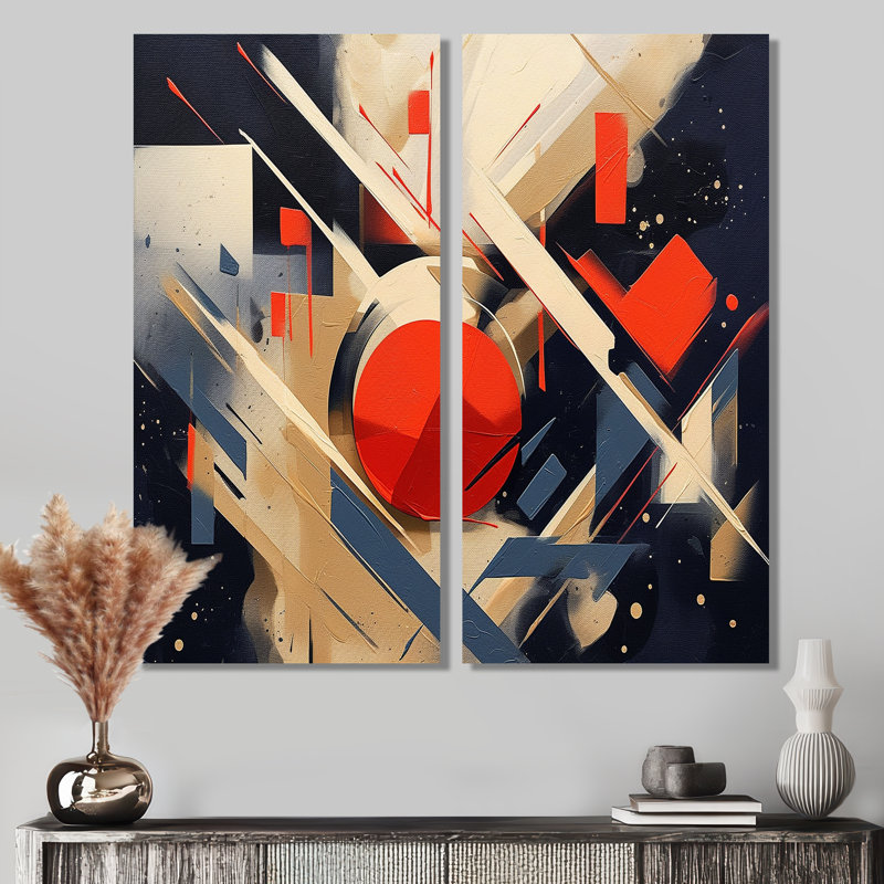 Rouge et noir profondeur I - art mural rouge 2 panneaux, 20" H x 24" W, Wrapped Canvas, Does Not Apply