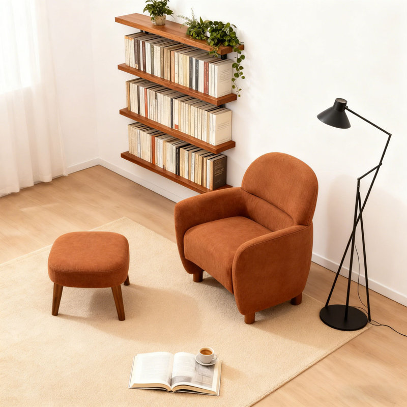 Chaise de loisir rembourrée avec repose-pieds, Orange