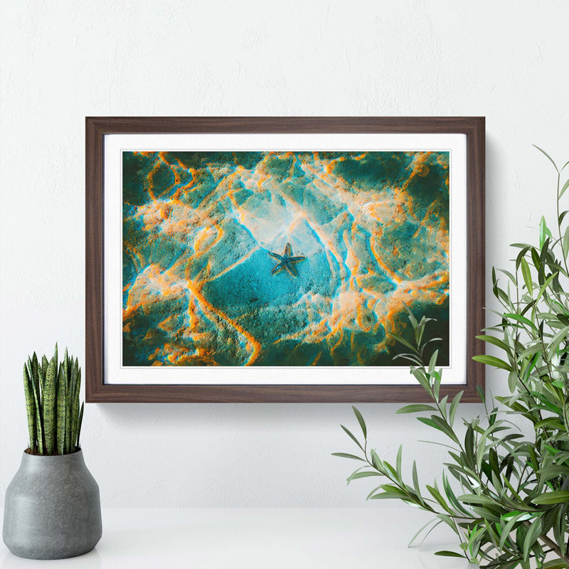 A Starfish on the Ocean Floor - Picture Frame Graphic Art Print, 48cm H x 65cm W x 2cm D, Walnut Framed