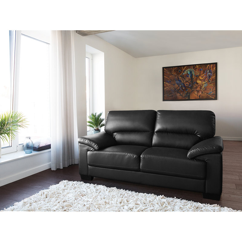 2 Seater Faux Leather Loveseat, Black
