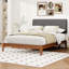 Solid Dry Bamboo Wood 12 Inch Platform Bed, With Bamboo Frame Upholstered Adjustable Headboard, Easy Assembly-2067172520-2068251434