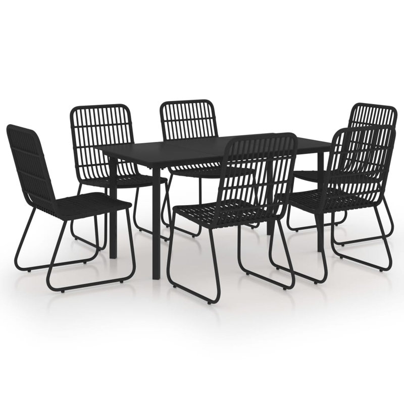 Eckhoff Rectangular 6 - Person Dining Set, Black, 59.06" L x 31.5" W x 29.13" H