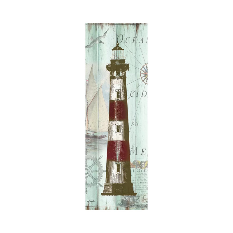 Antique La Mer Lighthouse Panel II by Tre Sorelle Studios - Wrapped Canvas Panoramic Print