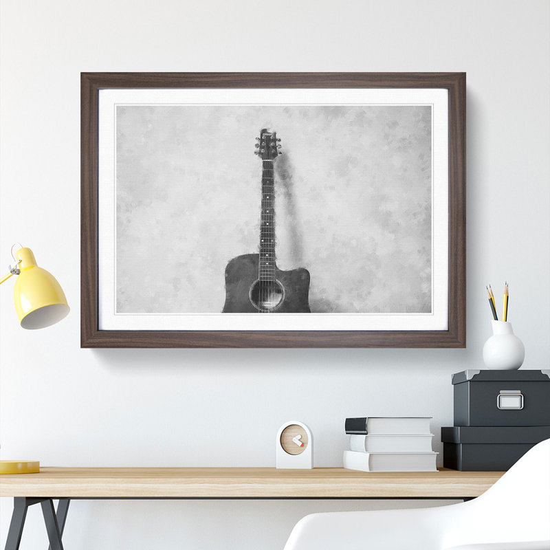Acoustic Guitar Vol.2 - Picture Frame Graphic Art, 36cm H x 48cm W x 2cm D, Walnut Framed
