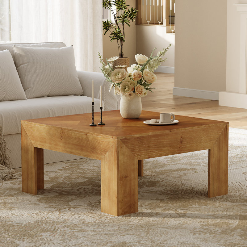 39.37" Solid Wood Square Coffee Table