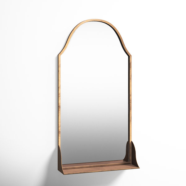 Geraldine Metal Flat Mirror with Shelves & Reviews | Joss & Main