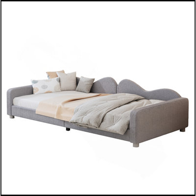 Upholstered Daybed, Sherpa Fabric Sofabed With Cloud-Shaped Backrest by Dakota Fields