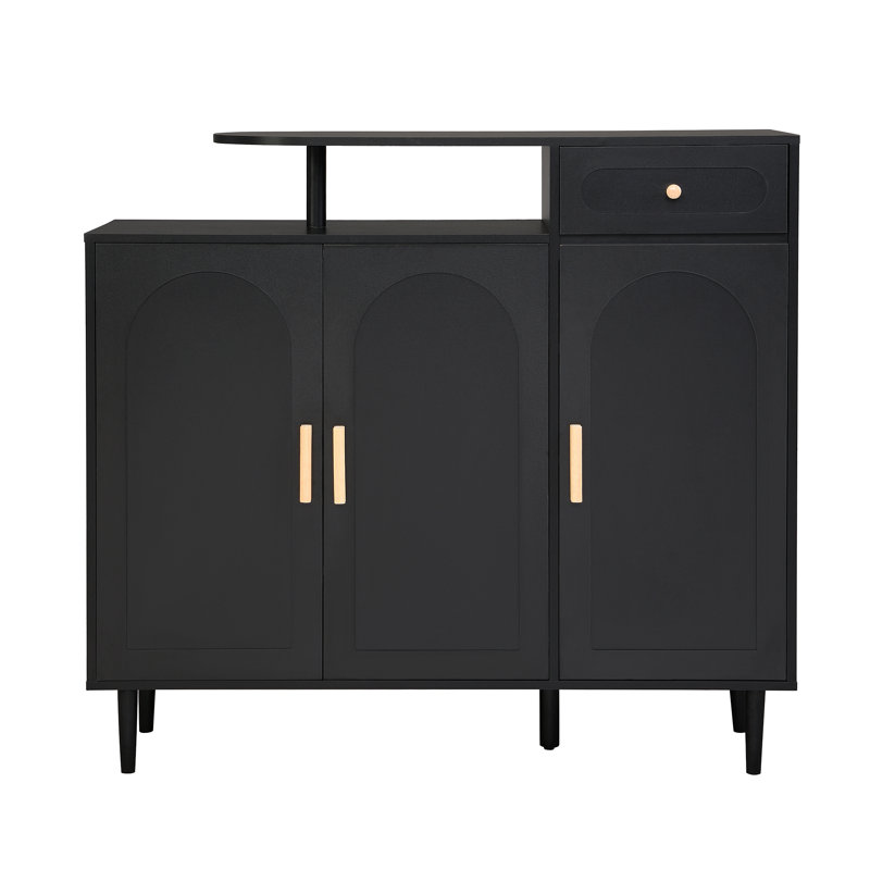 Armoire à chaussures élégante avec portes arquées et tiroir ON-TREND, Noir