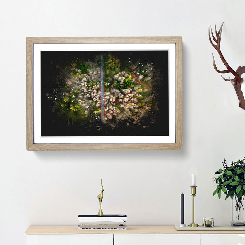 Separating The Forest - Picture Frame Graphic Art, Oak Framed, 24cm H x 33cm W x 2cm D