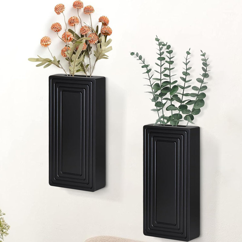 Vase mural en bois Durno, Noir