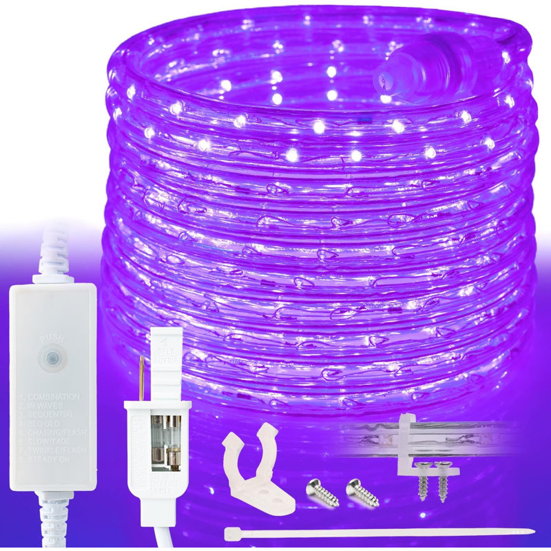 Cordon lumineux à DEL avec mode 8, L 3600 po, Mauve