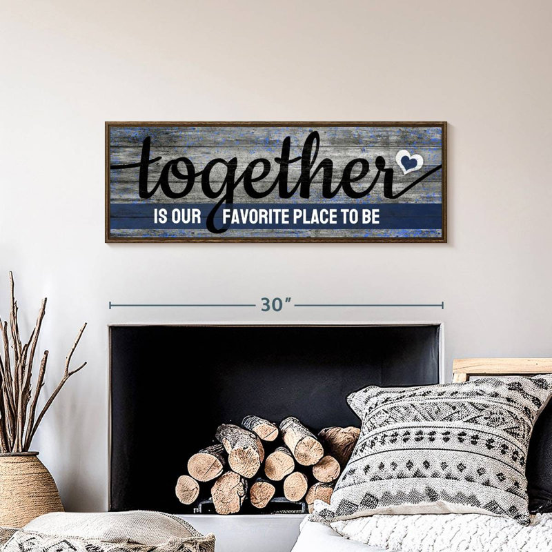 Plaque murale "Together", 31 po x 11 po, Cadre flottant noyer