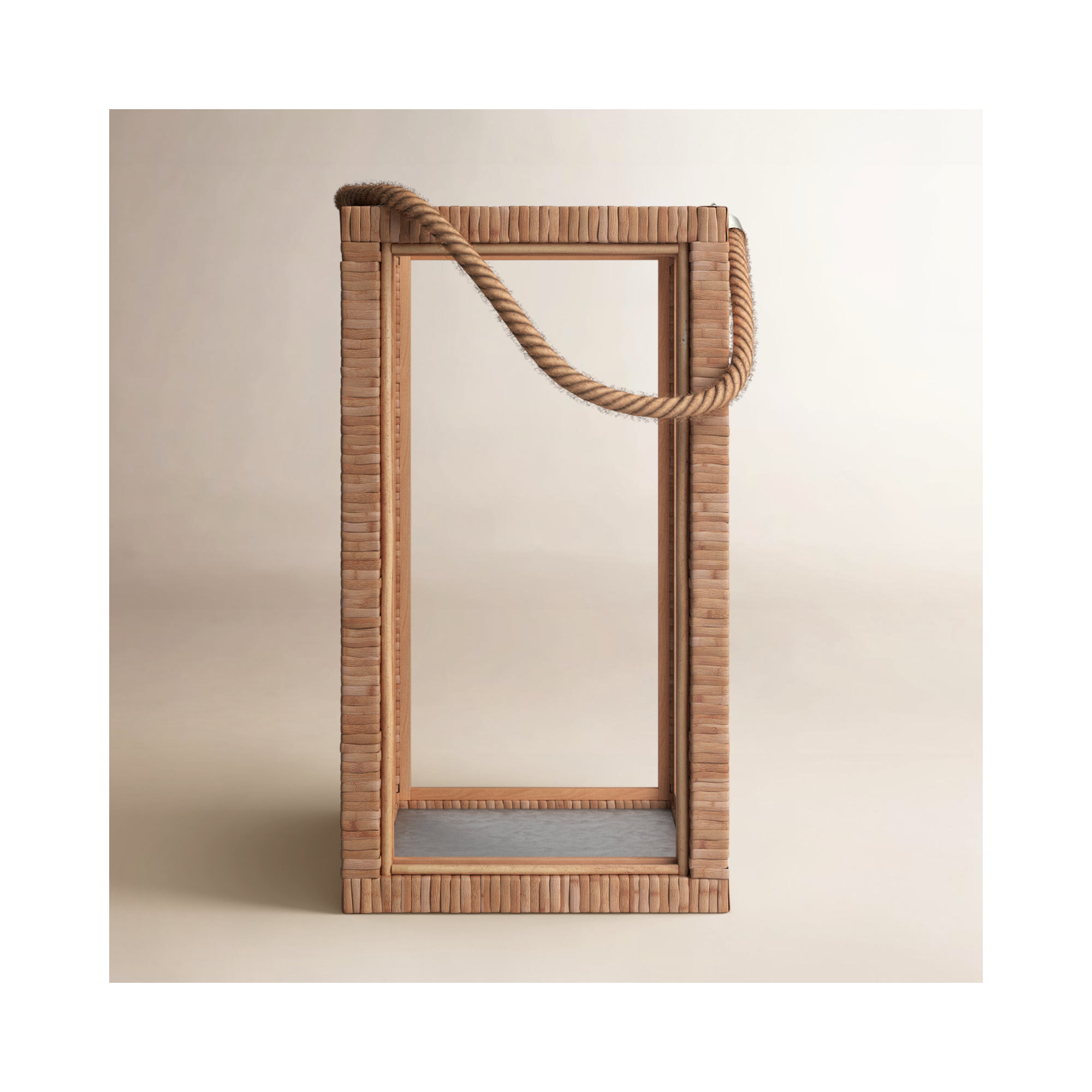 Willow Rattan Lantern, 16.5" H x 9" W x 9" D