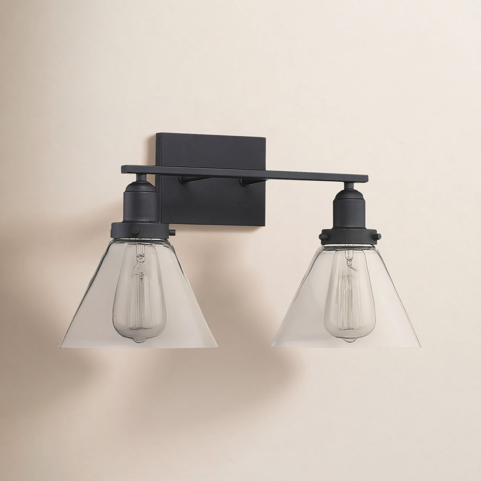 Catalina 2 Light Transparent Dimmable Bath Sconce, Black