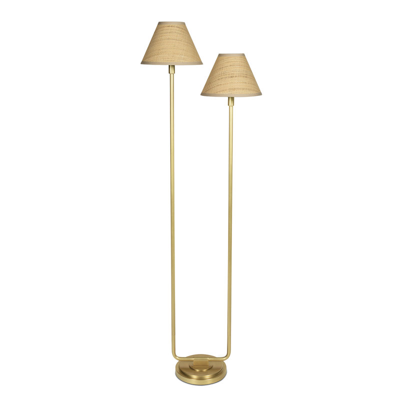 Polly Floor Lamp (Natural Brass with Rattan Shade), Natural Brass