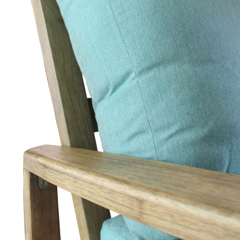 Chaise de patio en teck avec coussins Sunbrella Shivers