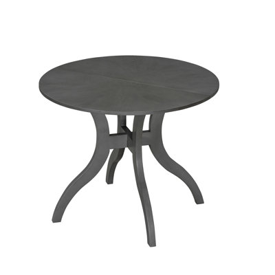 39.4 Inch Round Dining Table In Oak Gray, Quality Built For Daily Meals Gray With Solid Wood Tabletop, Ideal Intimate Conversations