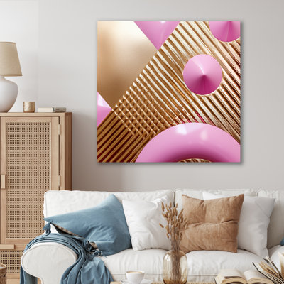 Or et formes roses dans le chaos - impression