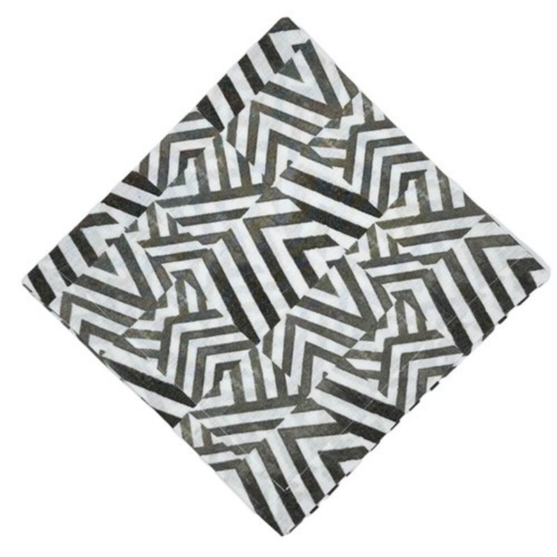 Abstract Linen Square Napkins, Gray/White