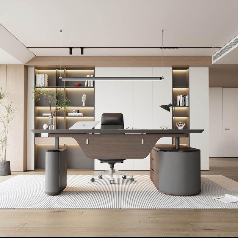 78.7 Inch L-Shaped Executive Desk Adjustable Height with Universal Charging Ports Drawers and Cable Management For Home and Office (Right Return)