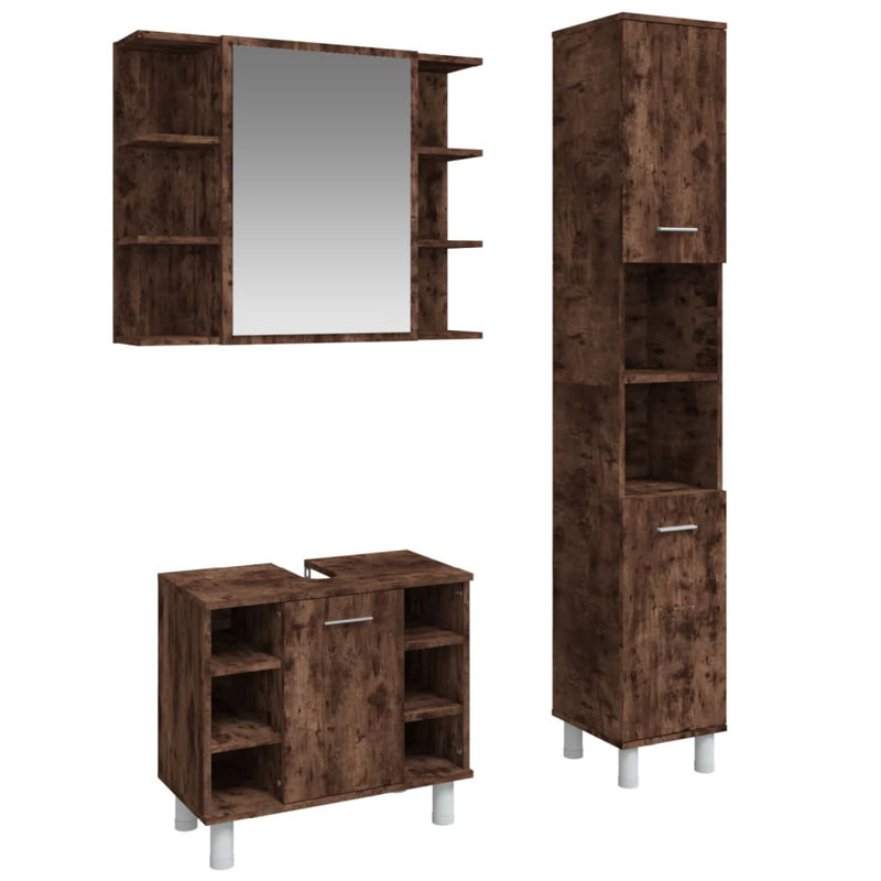 Fronie Bathroom Storage Furniture Set,  Smoked Oak