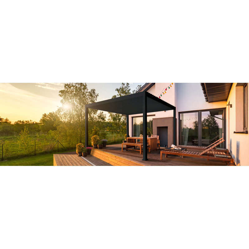 Injum 6m x 8m Aluminum Pergola, Anthracite, 250cm H x 300cm W x 300cm D