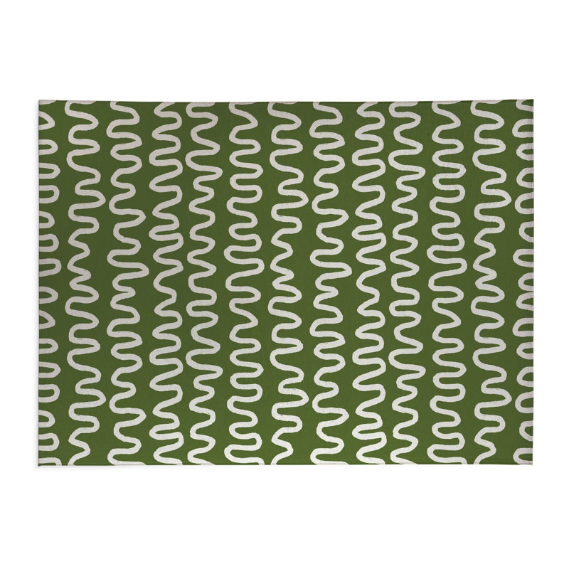 Tapis de cuisine Wiggle, Rectangulaire 2 pi x 3 pi, Vert olive