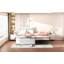 Lit plateforme double tapissier avec lit gigogne, le lit gigogne peut être plat ou érigé, beige