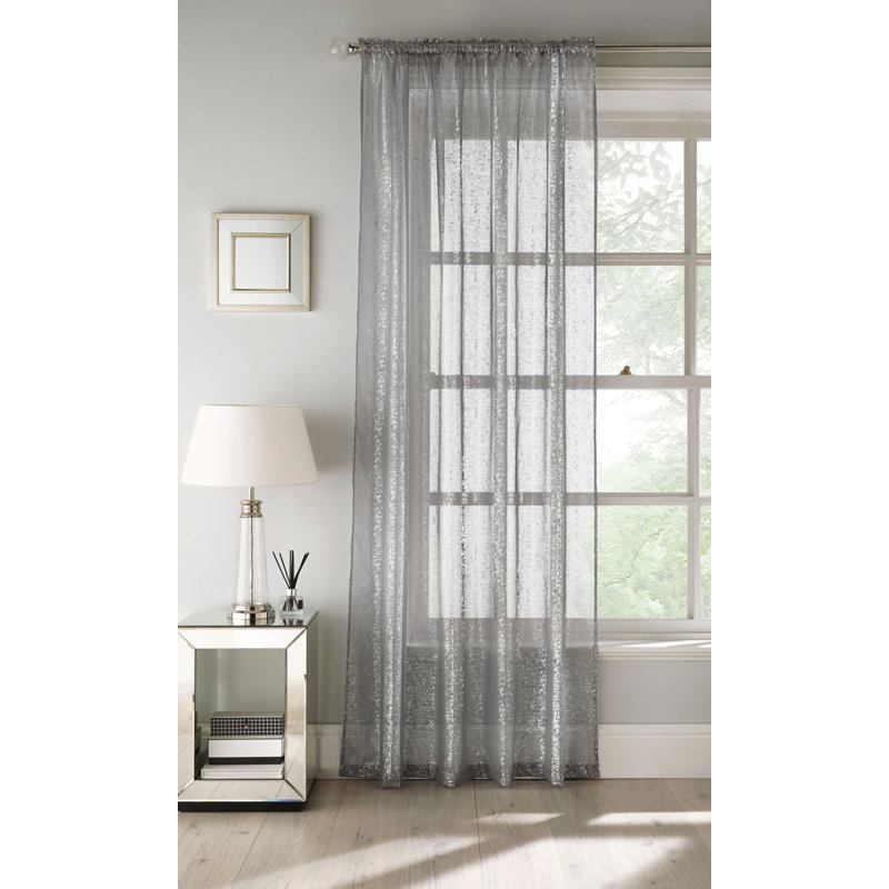 Child Voile Slot Top Sheer Curtain, Width 140 x Drop 229cm, Grey