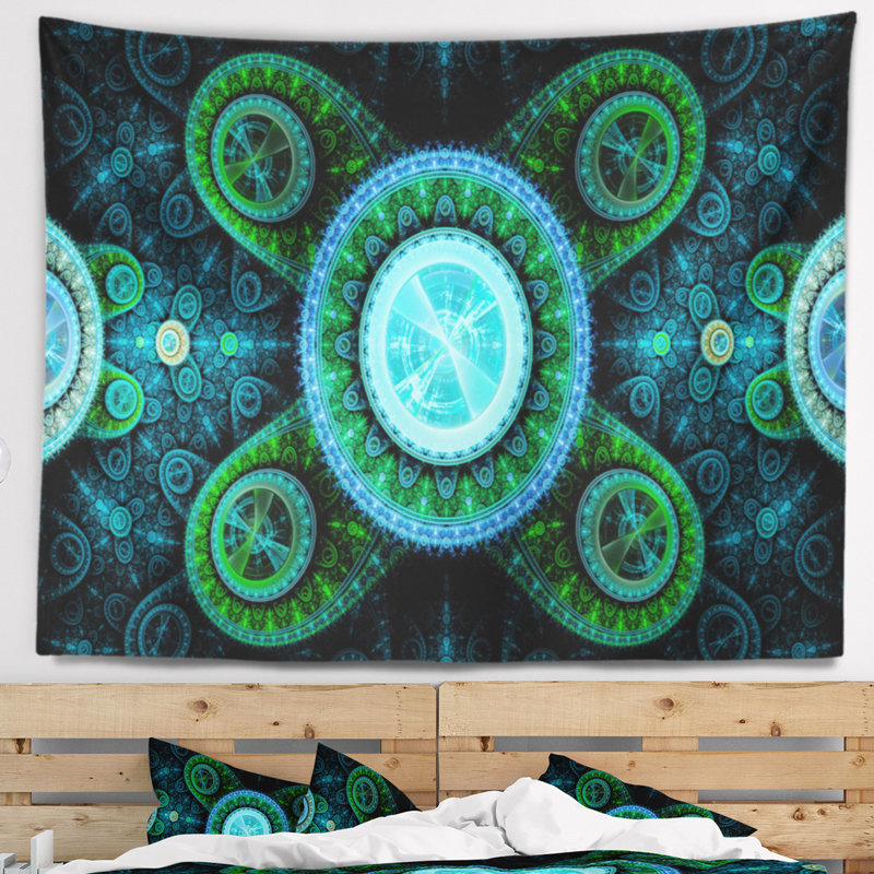 Tapisserie art abstract blue blue psychédélique relaxing, H 78 po x l 92 po