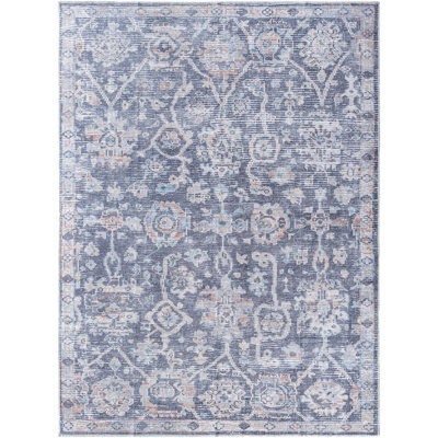 Vivir x Livabliss Eleni Slate Blue Machine Washable Area Rug