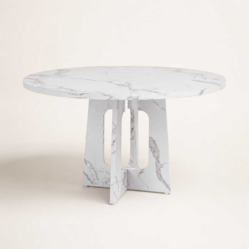 Table de salle à manger ronde de 47 po pour 4 à 6 personnes, table de cuisine circulaire en bois, style maison de campagne moderne