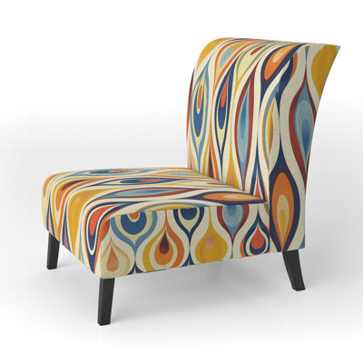 Retro Abstract Drops XI - Upholstered Contemporary Slipper Chair, Geometric Abstract Accent Chair by Red Barrel Studio