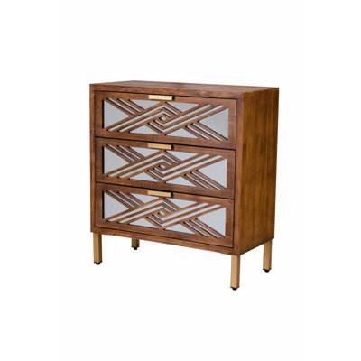 Arnim Modern Farmhouse 3-Drawer Nightstand with Mirror Fronts