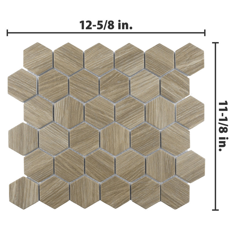 Llama 2.32 in. x 2 in. Honeycomb Glazed Porcelain Tile, Brown