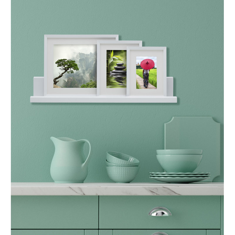 Melannco 3 Pieces MDF Frames and-Ledge-Set, White
