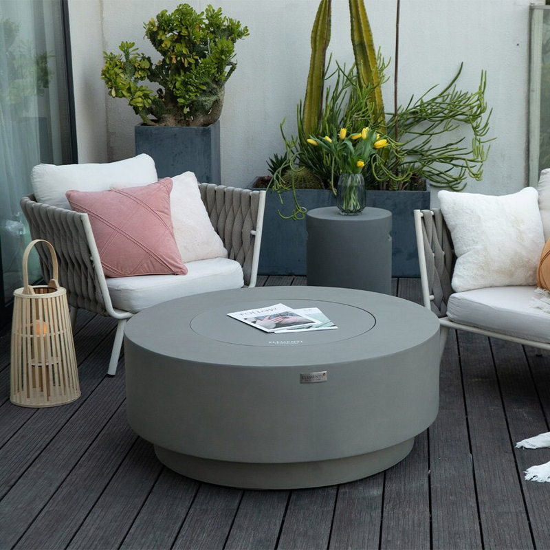Round Concrete Smokeless Fire Pit Table, Propane