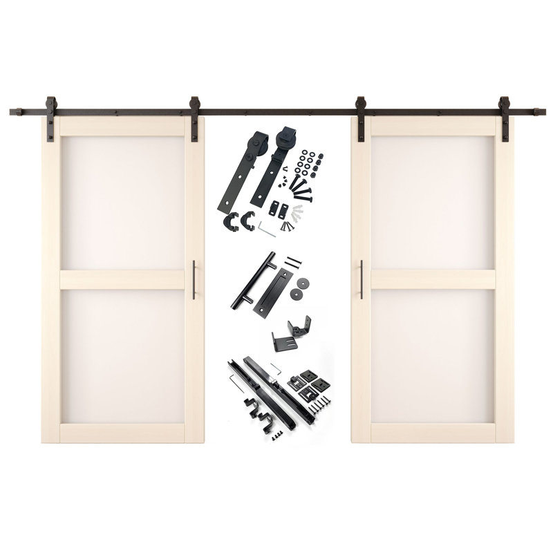 Portes de grange non assemblées et finies en verre à double vitrage de 50 po x 80 po Homquer Tinsmith, 50 po x 80 po