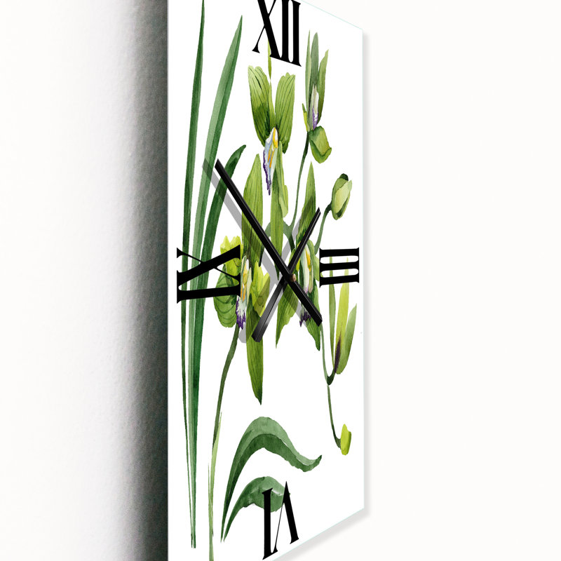 Orchidée verte - Horloge murale traditionnelle, Grand