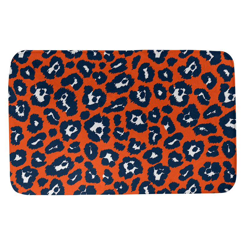 Tapis pour salle de bain Denver football, H 0,5 po x l 21 po x L 34 po, Orange / blanc / bleu