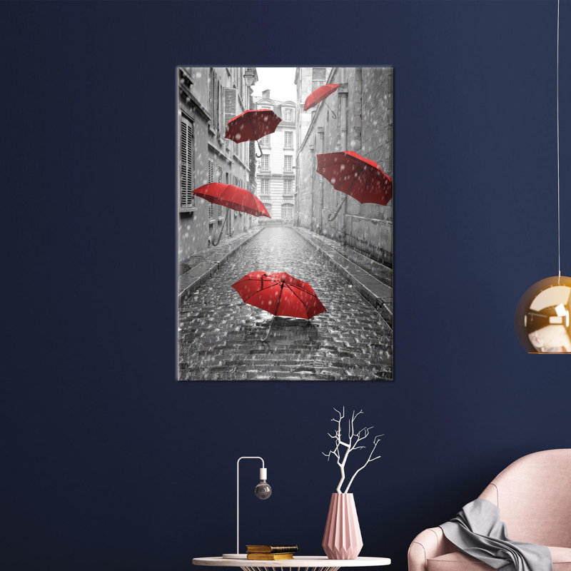 Modern Umbrella Canvas Decor Poster Ideal as Rain-Themed Personalized Gift for Baby Boy, 110 cm H x 80 cm W, Does Not Apply