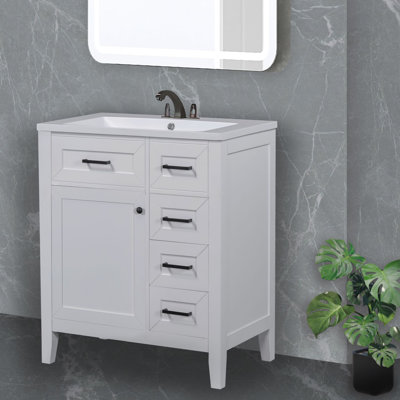 Meuble-lavabo simple 30 po avec plateau en céramique Sidman