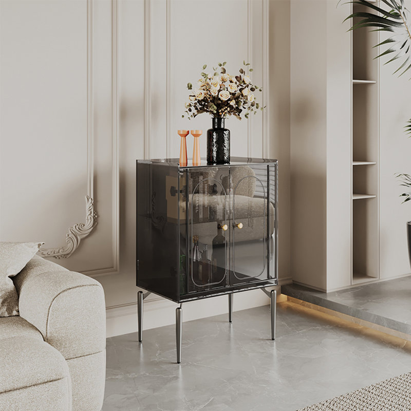 Italian-style minimalist acrylic accent cabinet, Black