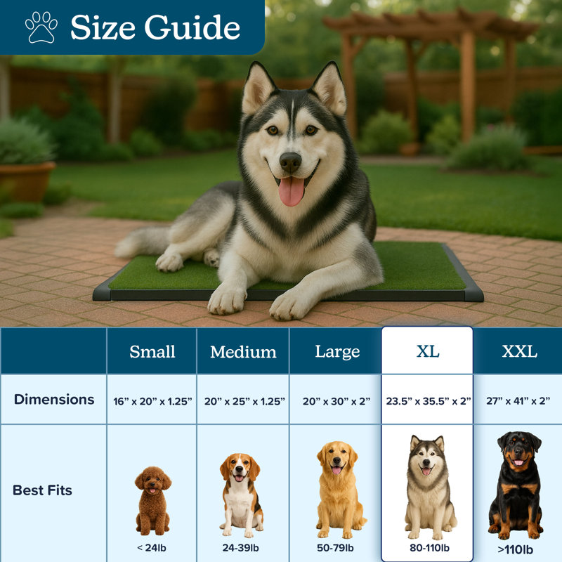 PETMAKER 35.5x23.5in Dog Grass Pad with Tray, 2"H x 23.5"W x 35.5"D