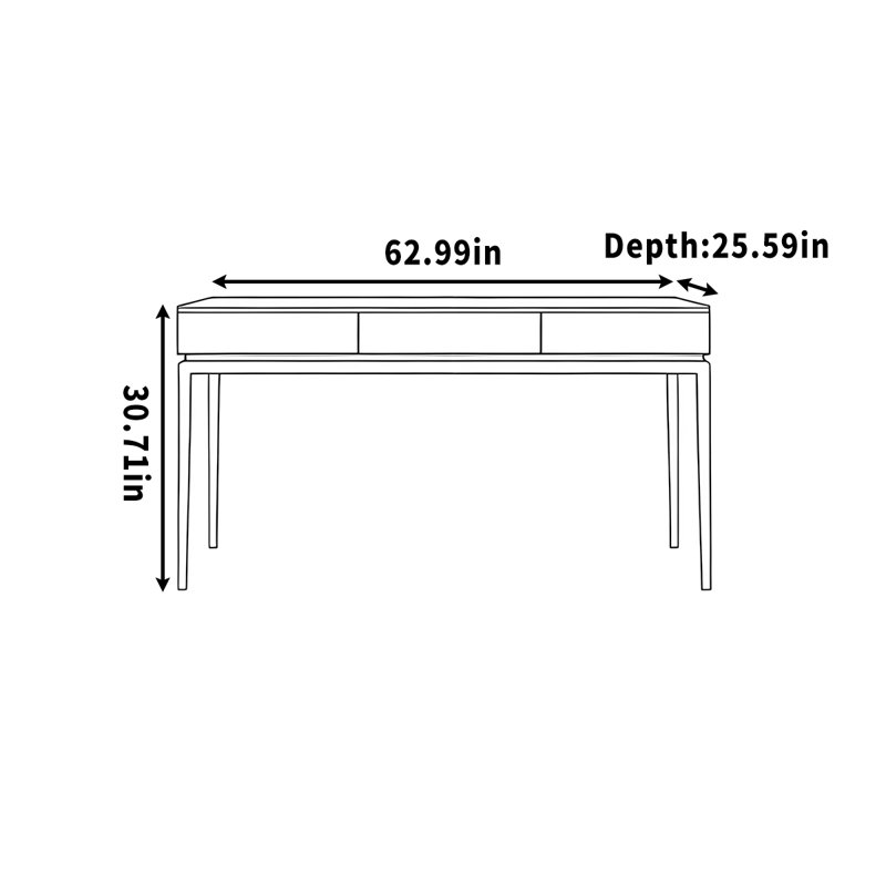 Simple computer desk study table for learning, Black, 30.71" H x 62.99" W x 25.59" D