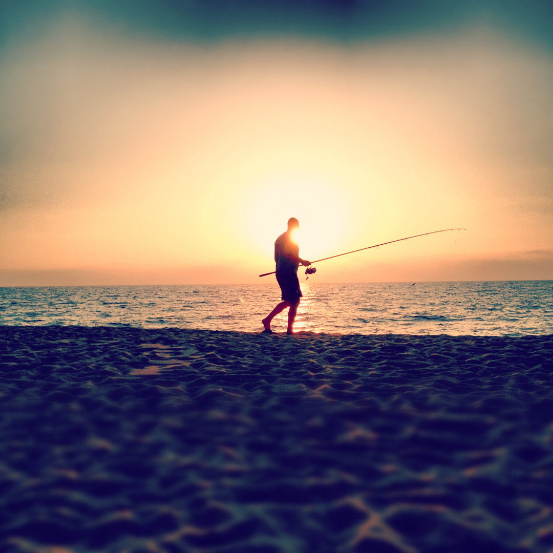 Fishing at sunset